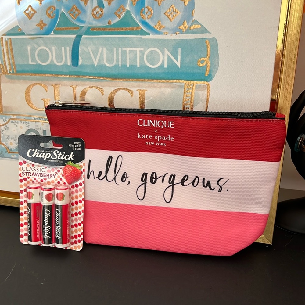 Kate Spade x Clinique Pouch with Strawberry Chapstick